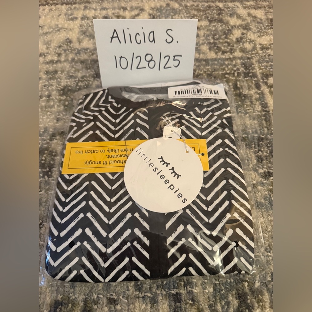 Little Sleepies Monochrome Chevron Print Zippy 6-12 months